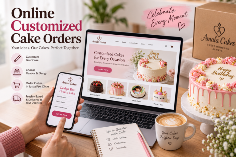 Online customized cake order with personalized cake design and doorstep delivery